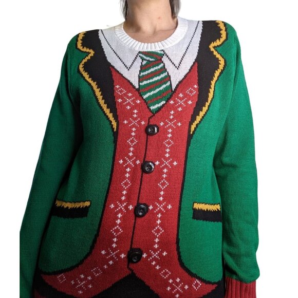 Ugly Holiday Sweater Tie Vest Print Size Men M - Picture 8 of 10